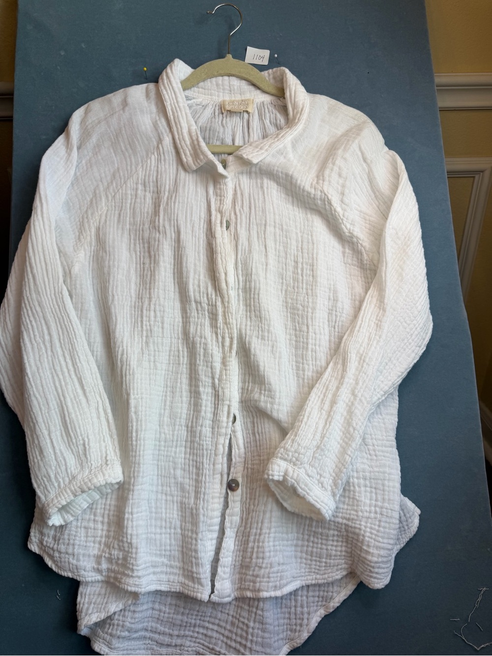 Honest Cotton One Size  White Textured Cotton Button Shirt